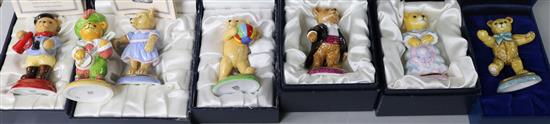 Seven Halcyon Days porcelain models of teddy bears;